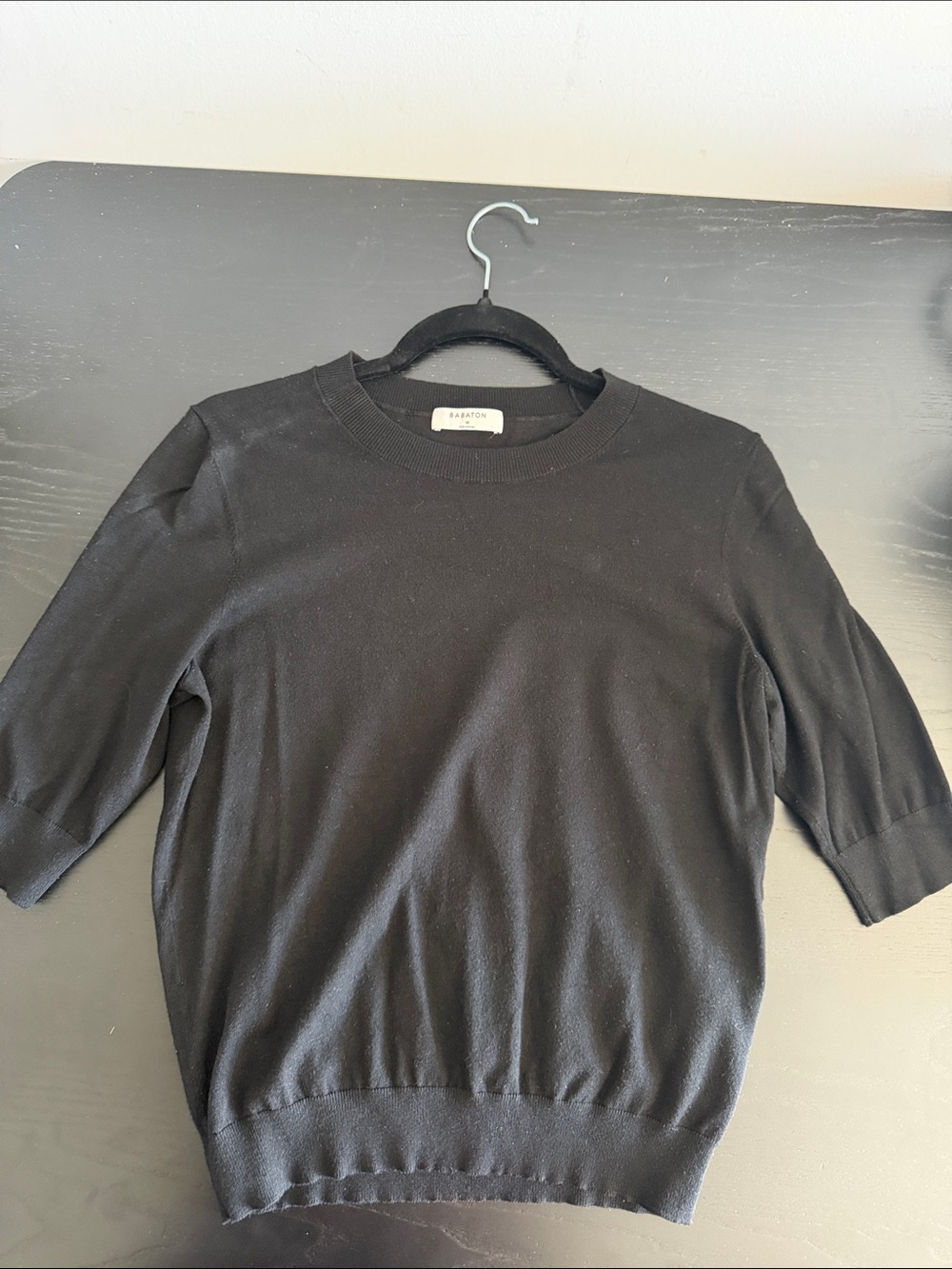Babaton Black Short-Sleeve Knit Tee